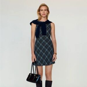 Reformation Dale Dress in Slate Plaid Size S